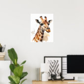 Poster en Aquarelle Giraffe Portrait (Bureau à domicile)