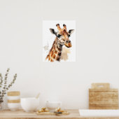 Poster en Aquarelle Giraffe Portrait (Cuisine)