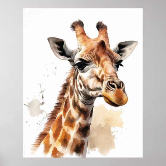 Poster en Aquarelle Giraffe Portrait (Devant)