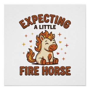 Poster En attente d'un petit cheval de feu Vintage Baby S