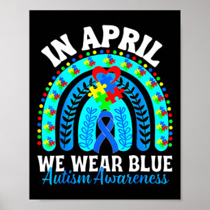 Poster En Avril Nous Portons Bleu Sensibilisation sur l'a