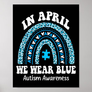 Poster En Avril Nous Portons Bleu Sensibilisation sur l'a