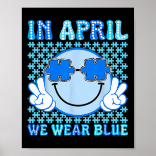 Poster En Avril Nous Portons Bleu Sensibilisation sur l'a