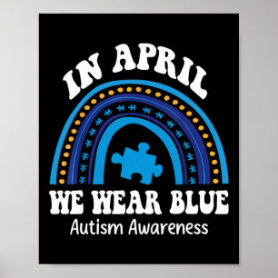 Poster En Avril Nous Portons Bleu Sensibilisation sur l'a