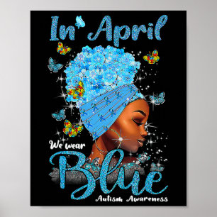 Poster En Avril Nous Portons Du Bleu Afro Noir Pour La Se