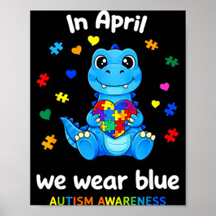 Poster En avril nous portons un dinosaure de sensibilisat