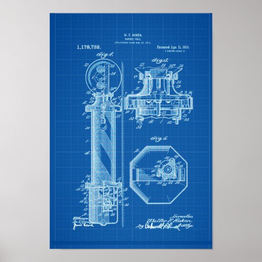 Poster en barbre Illustrations de brevet BluePrint (Devant)