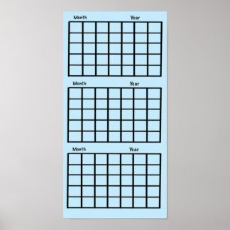 Poster en bleu clair 3 mois Calendrier