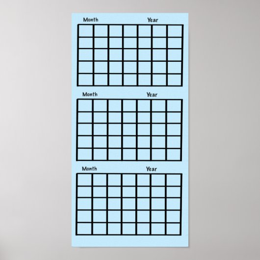 Poster en bleu clair 3 mois Calendrier (Devant)