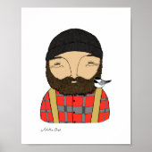 Poster en bois de chickadee de bûcheron Imprimer (Devant)