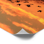 Poster en bois de silhouette du coucher du soleil  (Coin)