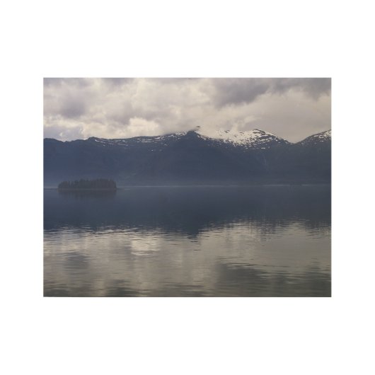 Poster En Bois Misty Alaskan Sea dans les tons bleu (Devant)