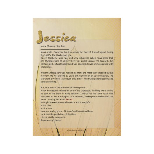 Poster En Bois Signification de la Jessica nommée (Devant)