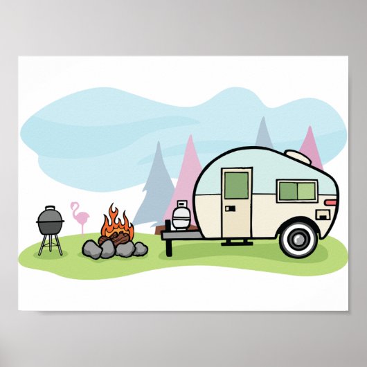 Poster en Camping de style vintage (Devant)