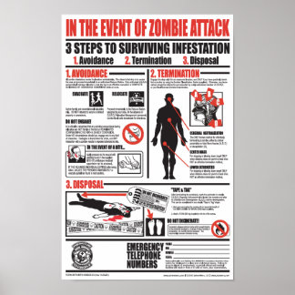 POSTER EN CAS D'ATTAQUE DE ZOMBIE