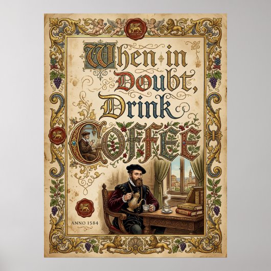 Poster en cas de doute boire du café (Devant)
