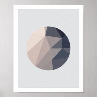 Poster en cercle Abstrait rose et gris 1
