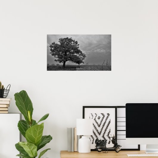 Poster en chêne noir et blanc Imprimer (Bureau à domicile)