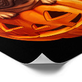 Poster En Citrouille Halloween Pugkin mignon Carlin Hallo (Coin)