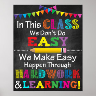Poster en classe de travail dur
