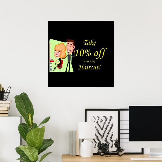 Poster en coiffure à 10 % (Bureau à domicile)