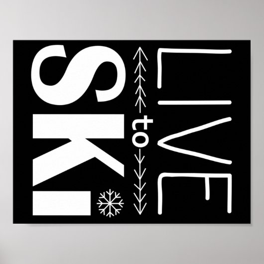 Poster en direct à Ski (basique) - noir (Devant)
