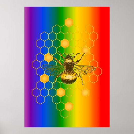 Poster en direct de la Gay pride LGBT Rainbow Bee (Devant)
