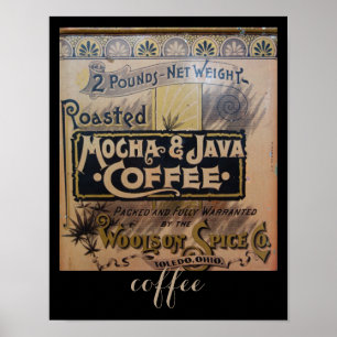 poster en étain de café antique en marron
