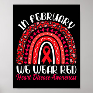 Poster En Février Nous Portons Red Rainbow - Maladie card