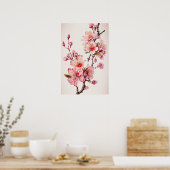 Poster en fleurs de cerisier rose (Cuisine)