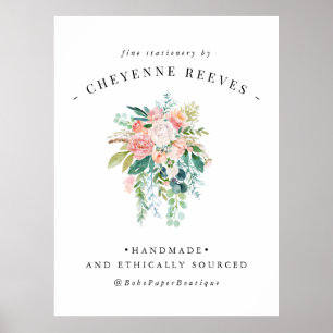 Poster En fleurs Logo floral vintage rose