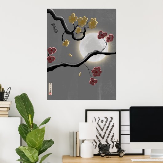 Poster en fleurs sur la lune (Bureau à domicile)