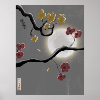 Poster en fleurs sur la lune