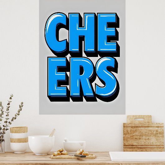 Poster en Gras Bleu - Style Pop Rétro (Cuisine)