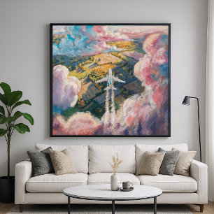Poster En haut - Illustration peinte Style Plan Art