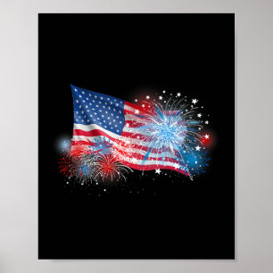 Poster En Juillet Rouge Blanc Et Bleu Feu D'Oeuvre Montre