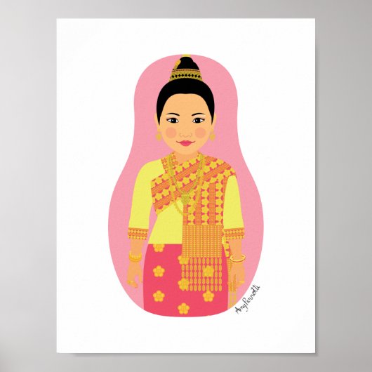 Poster en laotien (rose) Matryoshka (Devant)