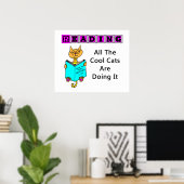 Poster En Lecture, Tous Les Chats Cool Le Font (Bureau à domicile)