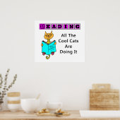 Poster En Lecture, Tous Les Chats Cool Le Font (Cuisine)