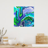 Poster en marbre bleu et vert citron (Cuisine)