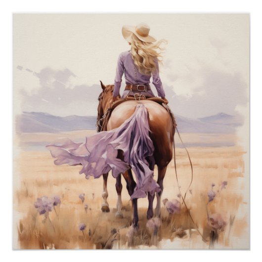 Poster En marche vers l'ouest : Cowgirl Wall Art (Devant)