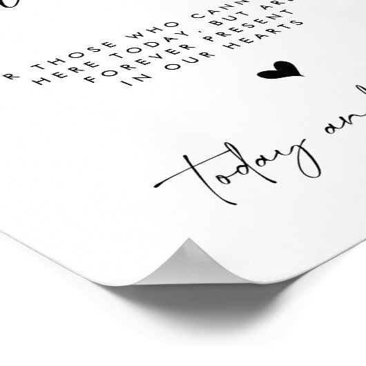 Poster En Mémoire Affectueuse | Panneau de Mariage Minima (Coin)