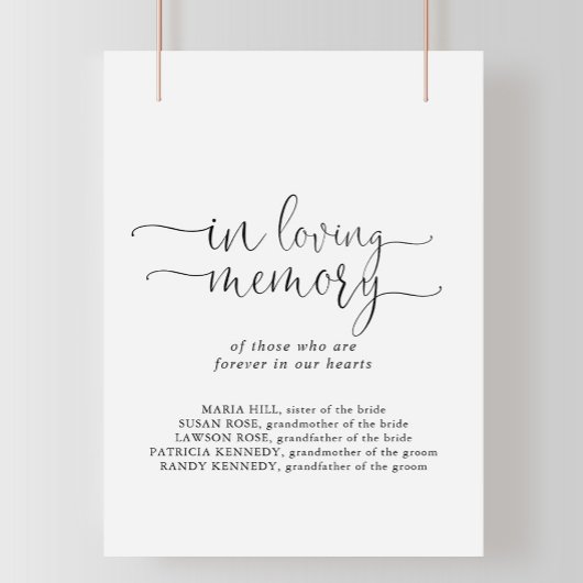 Poster En Mémoire Amour Écriture Élégante