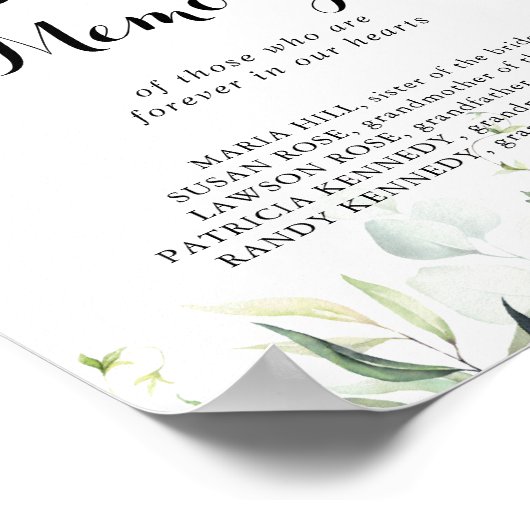 Poster En Mémoire Amoureuse Aquarelle Eucalyptus Vert (Coin)