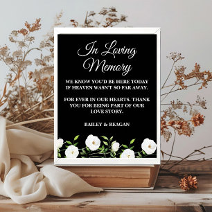Poster En mémoire d'amour Mémorial du Mariage Floral Blan