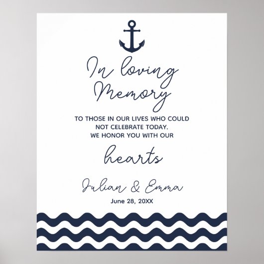 Poster En mémoire se souvenir mariage nautique signe d'an (Devant)