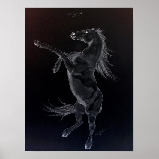 Poster en noir et blanc Friesian Rearing (Devant)