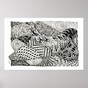 Poster en noir et blanc - lamantin abstrait