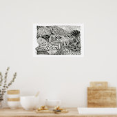 Poster en noir et blanc - Manat Abstrait (Cuisine)