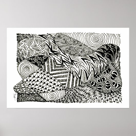 Poster en noir et blanc - Manat Abstrait (Devant)